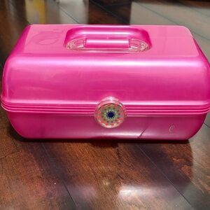 Caboodles Bright Pink Cosmetic Case with Multicolored Polka Snap
